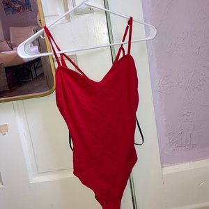 Red cross back body suit